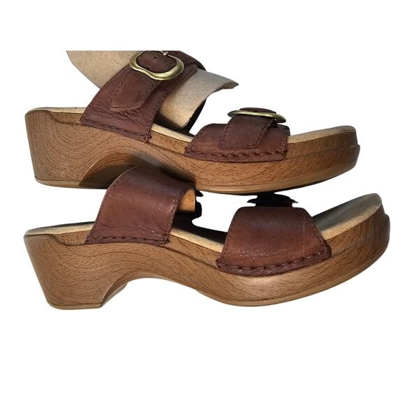 Dansko sz 37 Sophie teak 6.5 - 7 wedge sandal orthopedic comfortable brown EUC - Picture 4 of 7